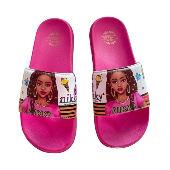 Nikky by Nicole Lee Fuchsia and White Graphic Slippers - Picture 1 of 4